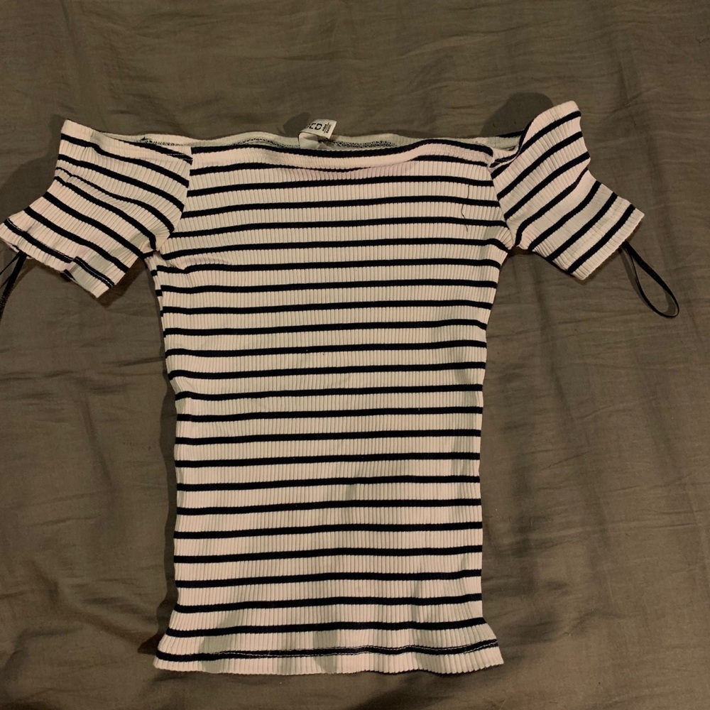 Striped off the shoulder shirt